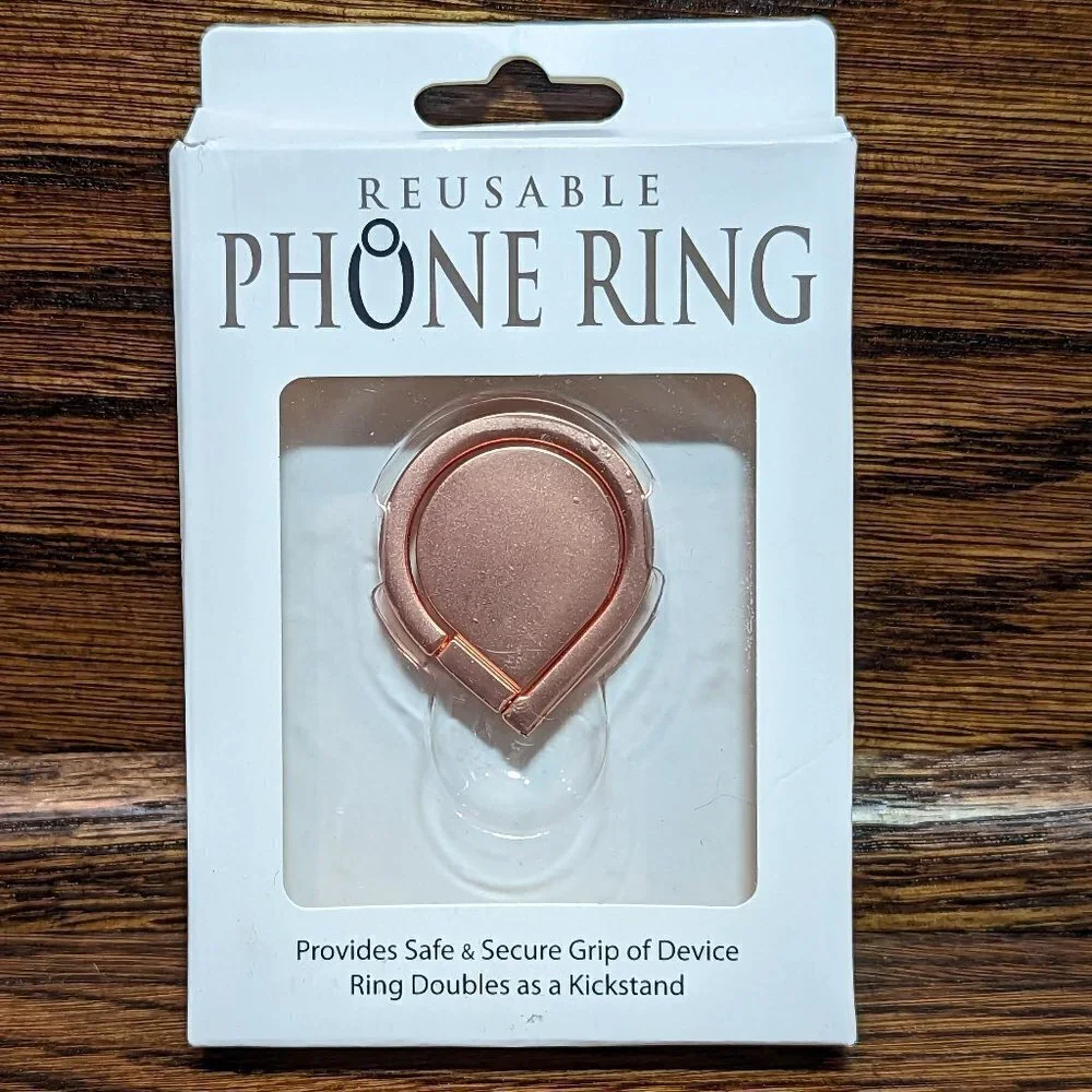 Reusable rose gold tone phone ring and kickstand NIB
